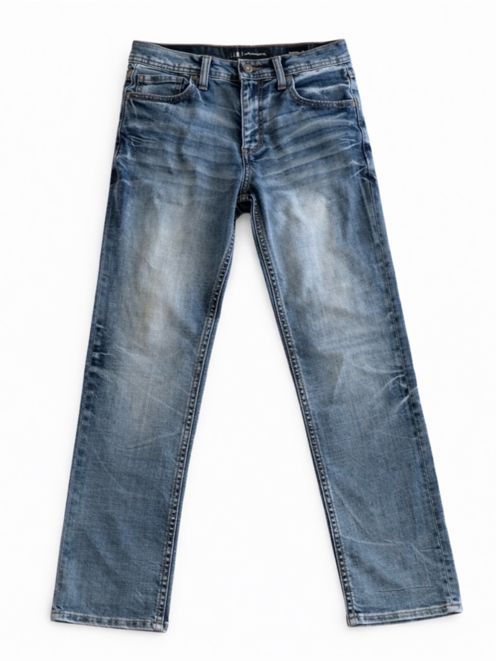 Men's Blue Washed Slim Straight Jeans